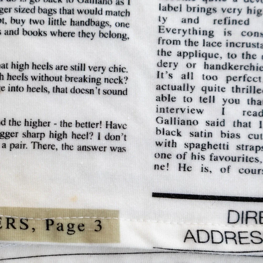 John Galliano Newspaper Print Camisole Top XL Lace Trim France Y2K Designer Rare - Picture 7 of 7